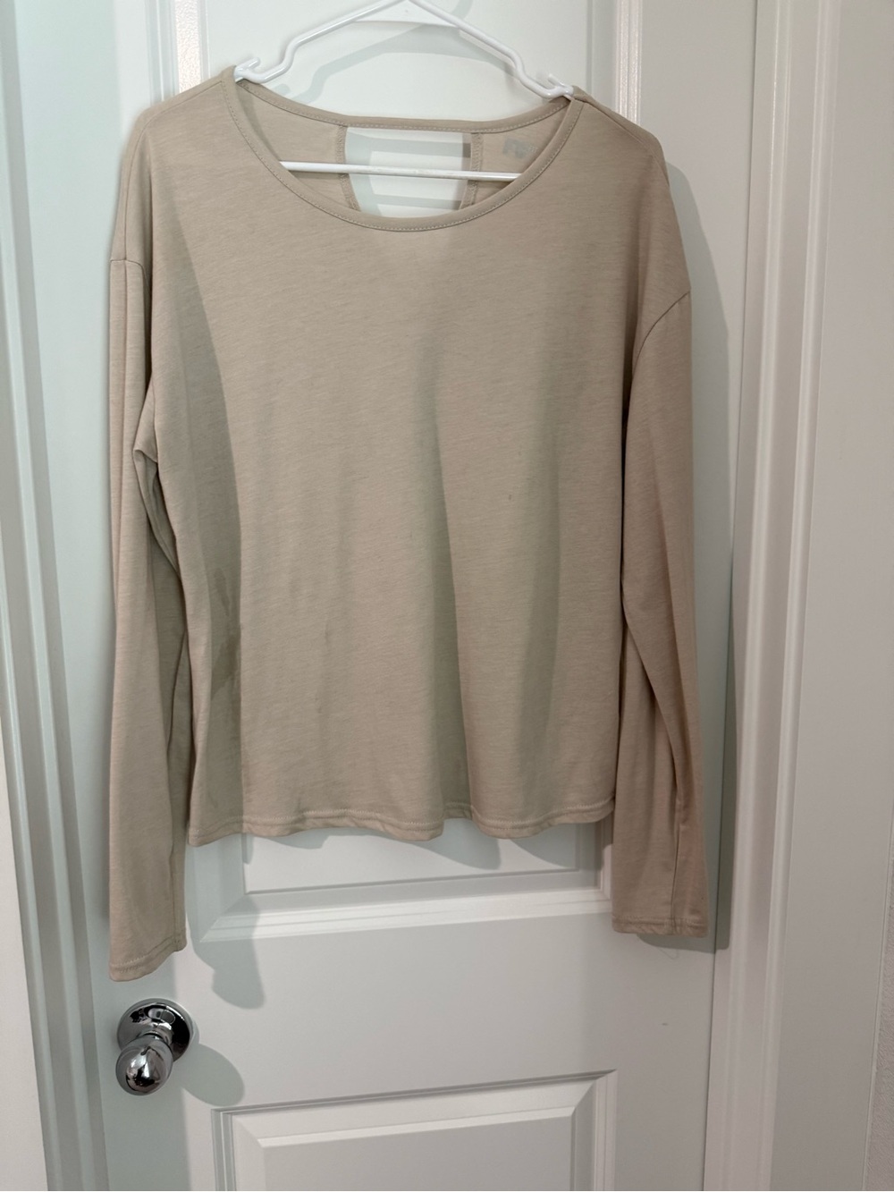Fit Collective Beige Cutout Back Long Sleeve Top Size M